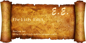 Ehrlich Edit névjegykártya